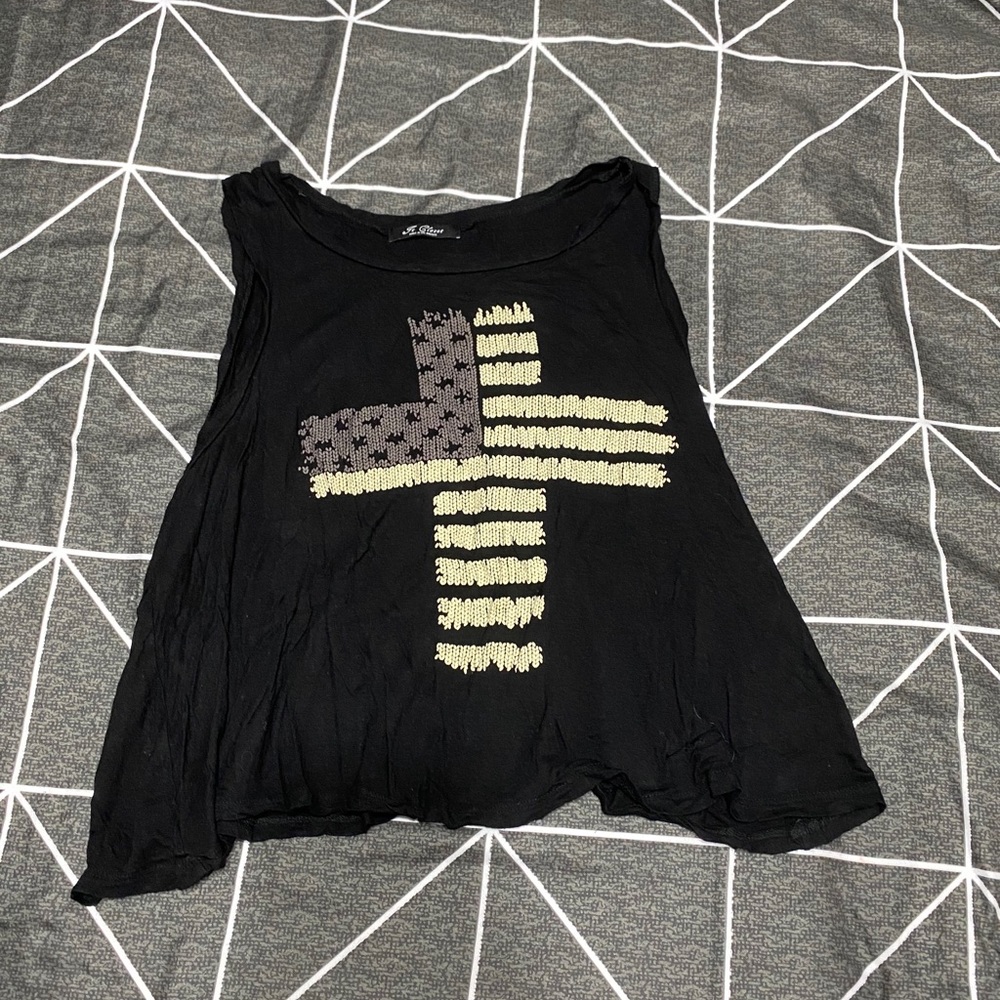 Cross Detail Flowy Tank Top